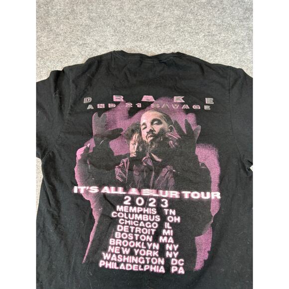 Drake 21 Savage Shirt Mens Small Black Its All A Blur Tour 2023 Rap Concert Tee - Picture 5 of 7